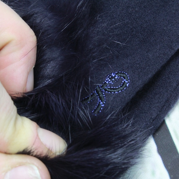 NEW Roberta Di Camerino Fur Trim Gloves Blue Black - Picture 7 of 8